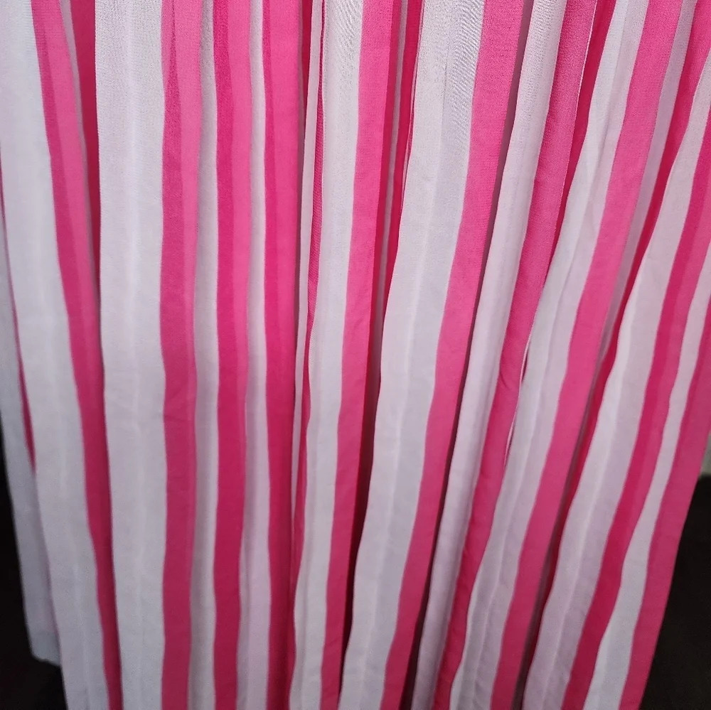 J. Crew Pink & White Pleated Skirt Peekabo Stripe Size 8 With Back Zip *READ* - Picture 3 of 16